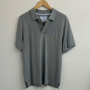 Southern Tide Grey Polo with Blue Fish Emblem